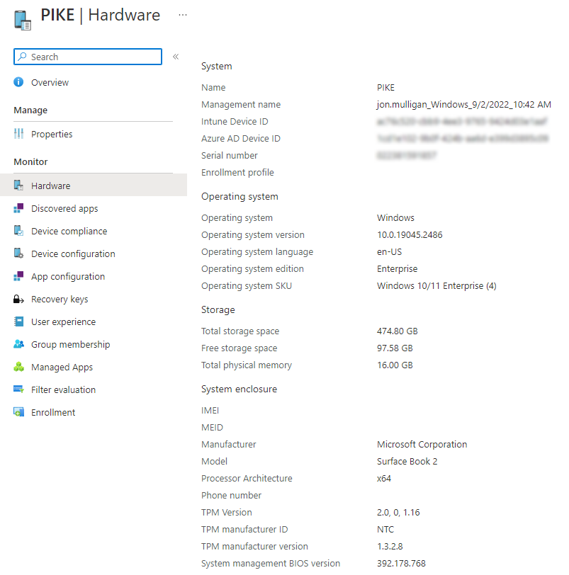 Intune Device Details